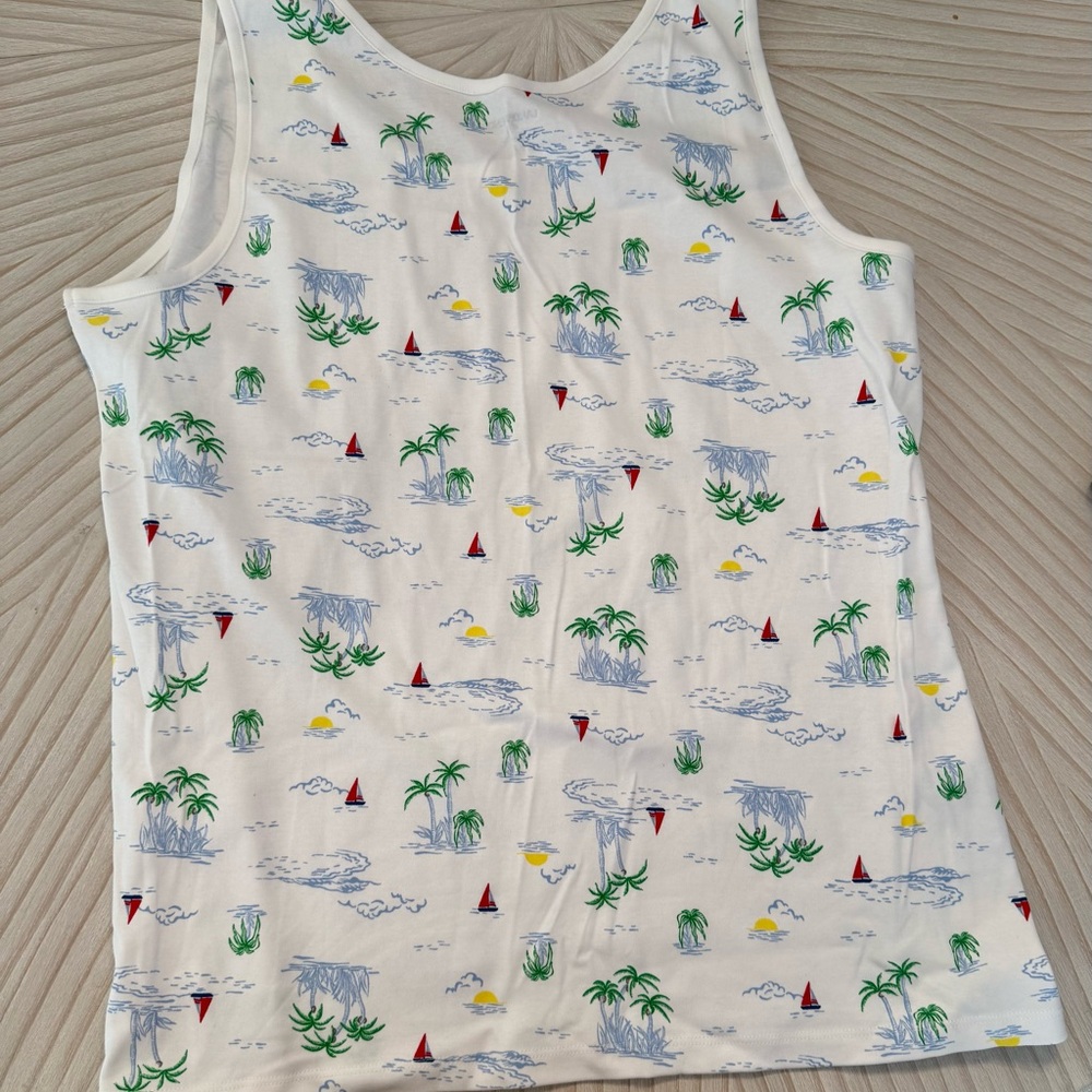 Lands' End Women’s  Tropical Print Tank Top - White NWOT - Picture 2 of 5